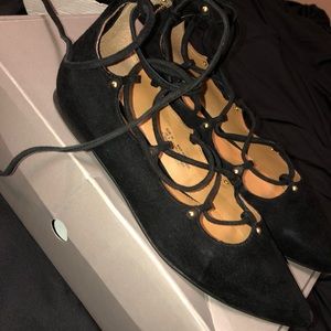 Suede ballerina flats